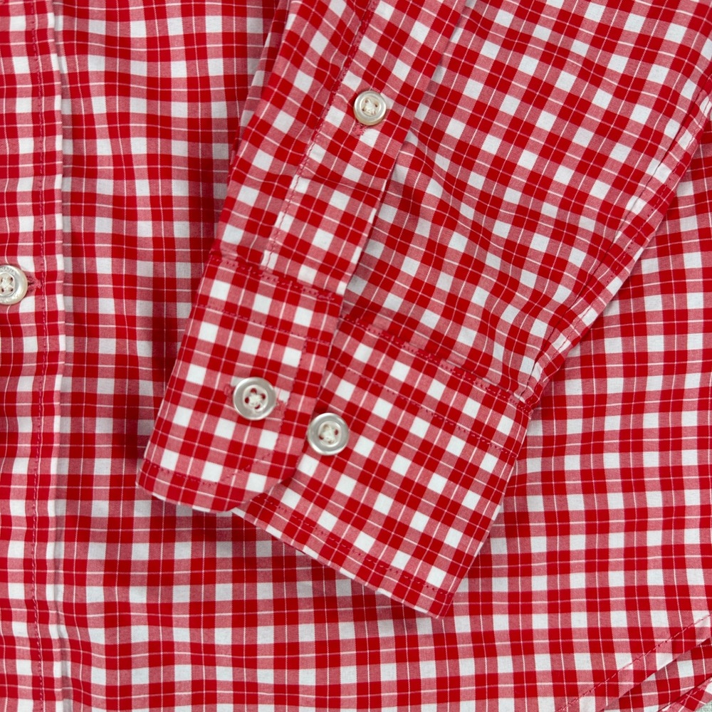 Banana Republic Button Down Mens M Red Gingham Slim Flex Fit Tech Stretch Cotton - Picture 5 of 14
